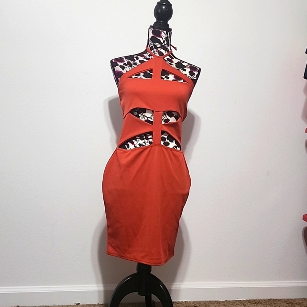 NWT! Boohoo Orange Bodycon US Sz. 10